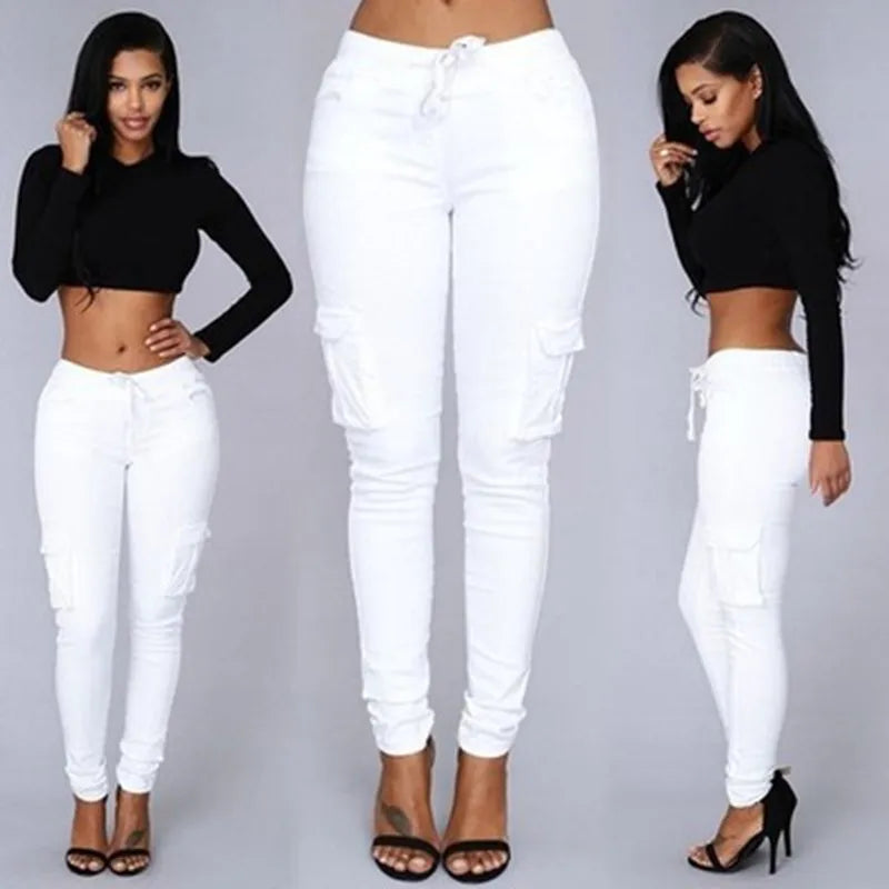 Slim-Fit Bleistifthose für Damen mit Kordelzug & Taschen